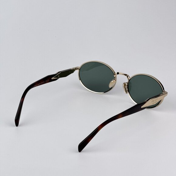 Prada PR65ZS ZVN70L BRAND NEW Sunglasses Pale Gold Dark Green Oval Metal Unisex - Picture 7 of 11